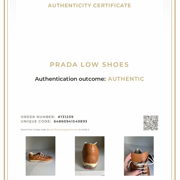 PRADA Men's Daino Calzature Donna Tan Leather Sneakers Size 9.5 (Authenticated) - Picture 16 of 16